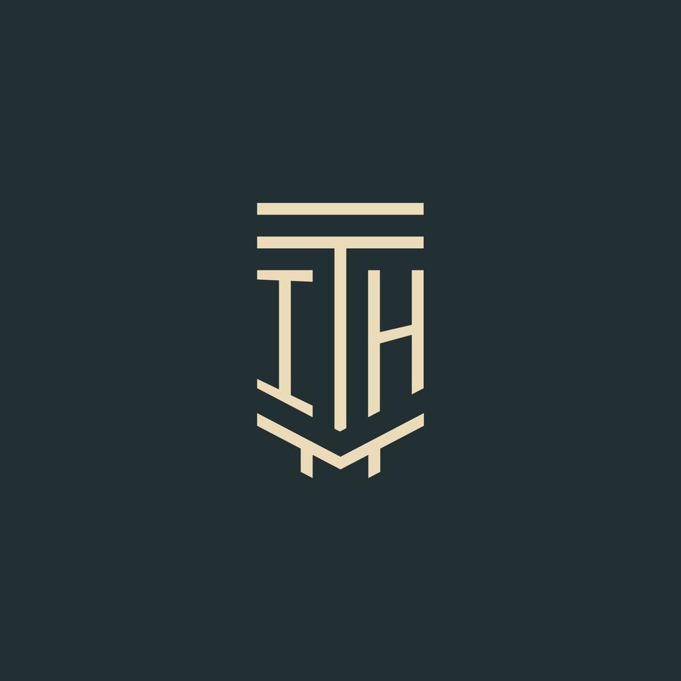 IH initial monogram with simple line art pillar logo designs vector