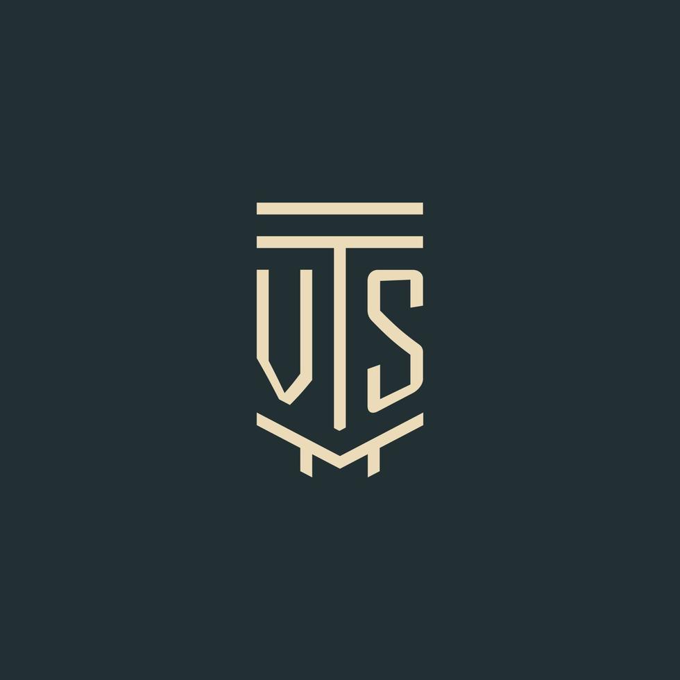VS initial monogram with simple line art pillar logo designs vector