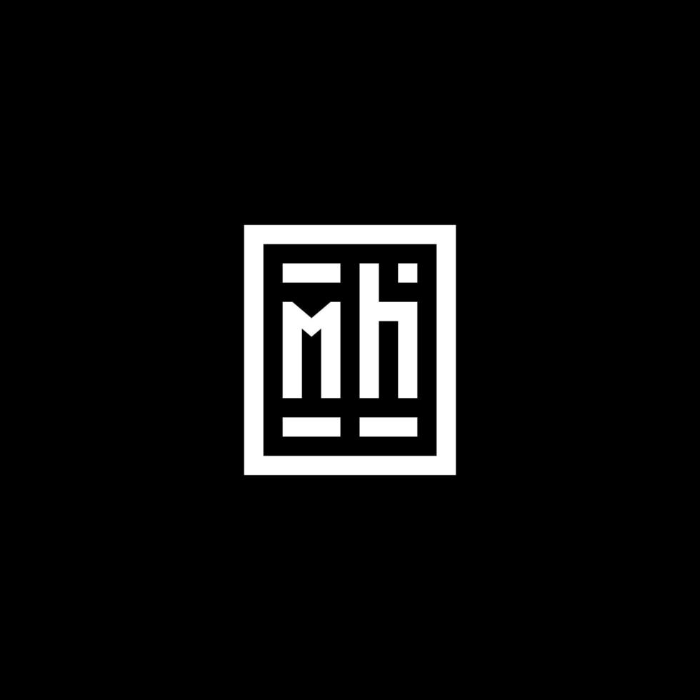 MH initial logo with square rectangular shape style vector