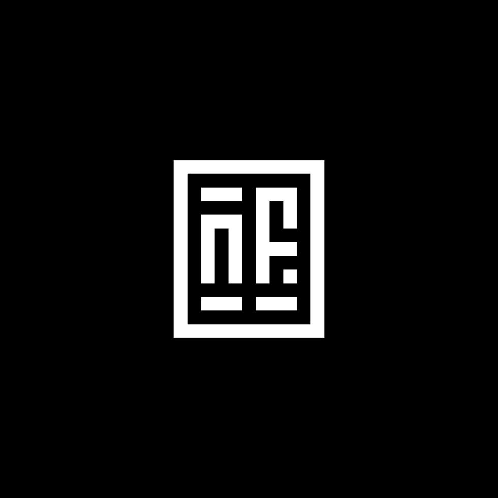 logotipo inicial nf con estilo de forma cuadrada rectangular vector
