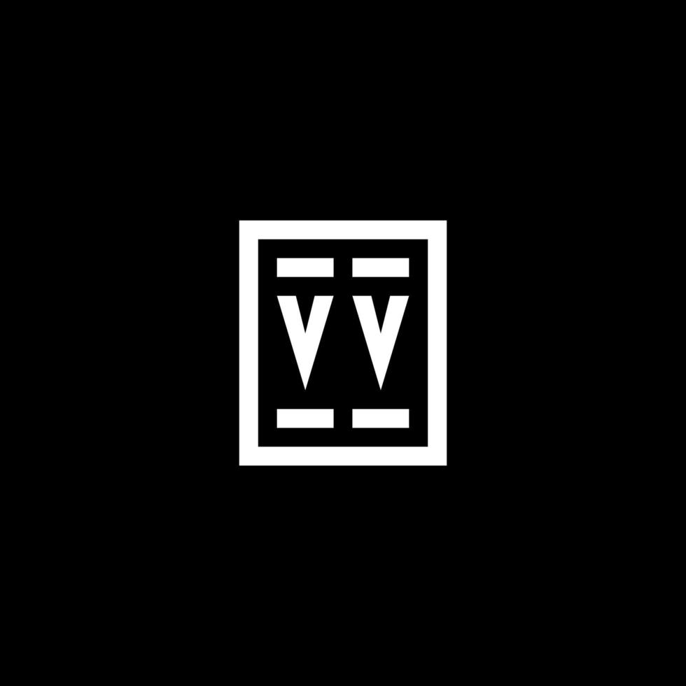 VV initial logo with square rectangular shape style vector