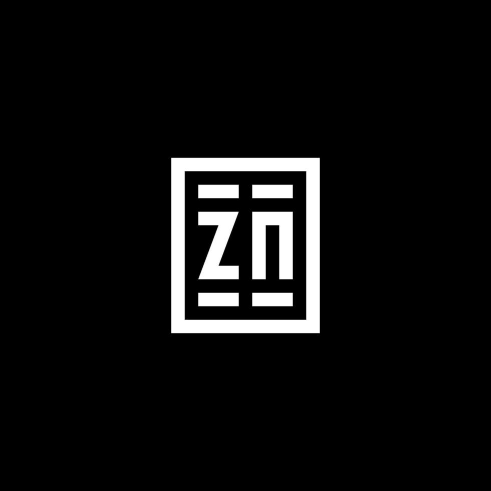 ZN initial logo with square rectangular shape style vector