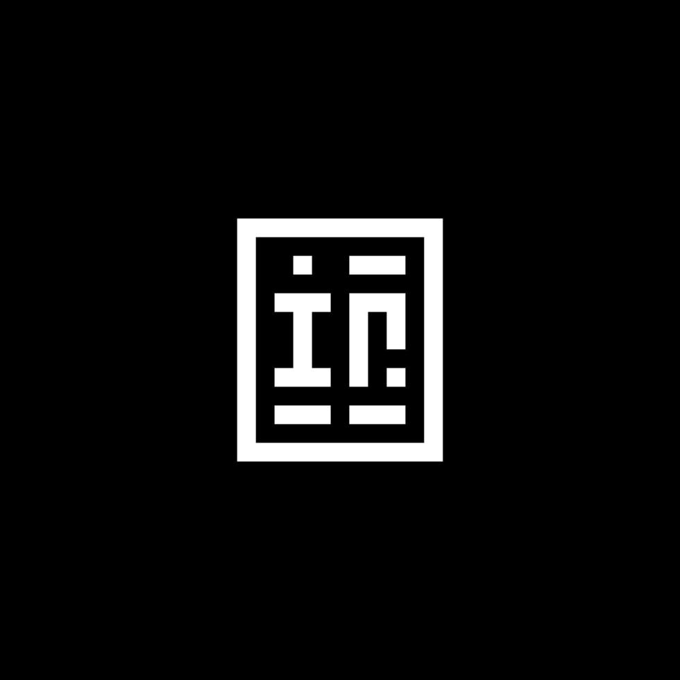 IR initial logo with square rectangular shape style vector