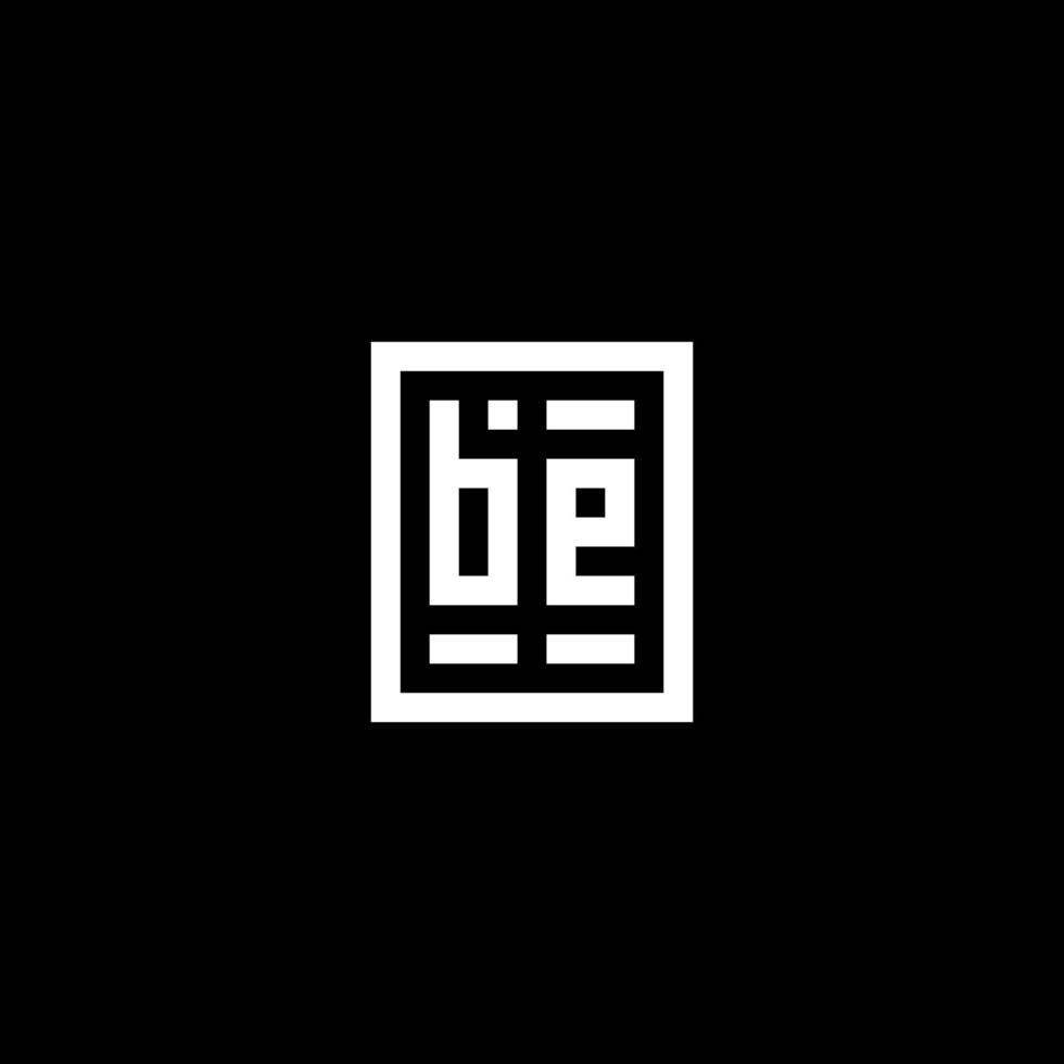 BE initial logo with square rectangular shape style vector