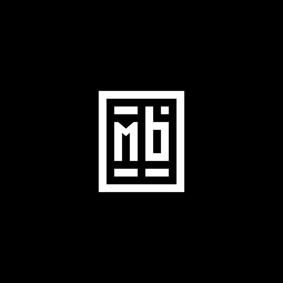 MB initial logo with square rectangular shape style vector