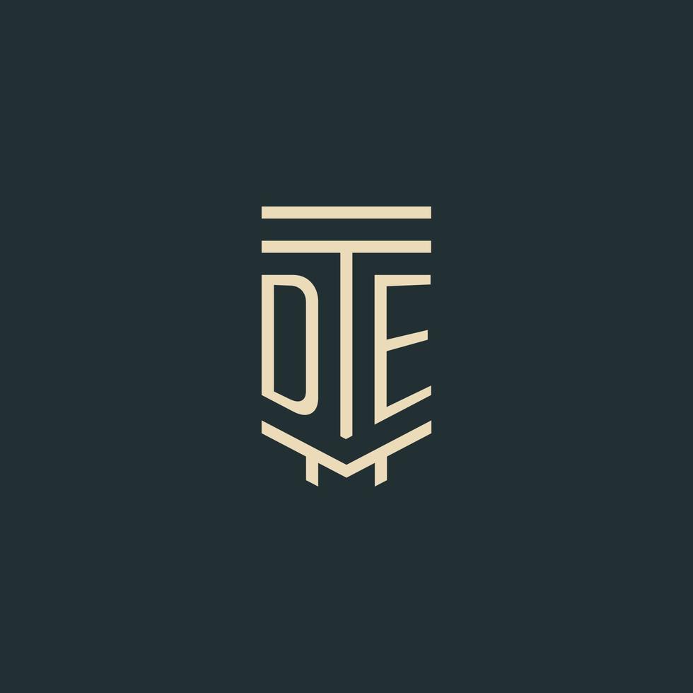 DE initial monogram with simple line art pillar logo designs vector