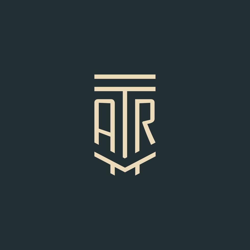 AR initial monogram with simple line art pillar logo designs vector