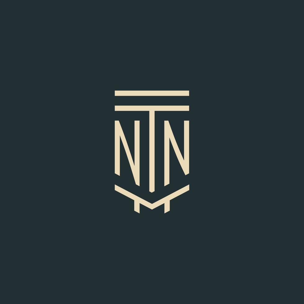 NN initial monogram with simple line art pillar logo designs vector