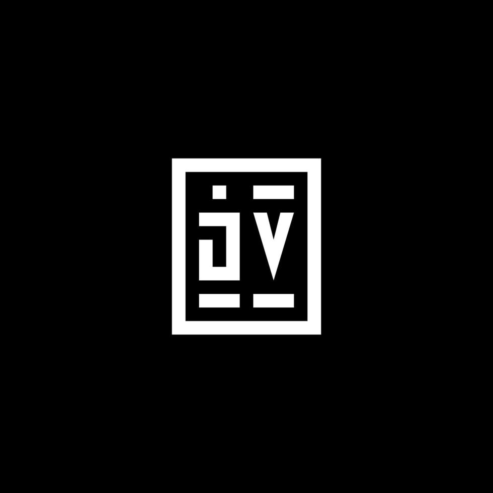 JV initial logo with square rectangular shape style vector