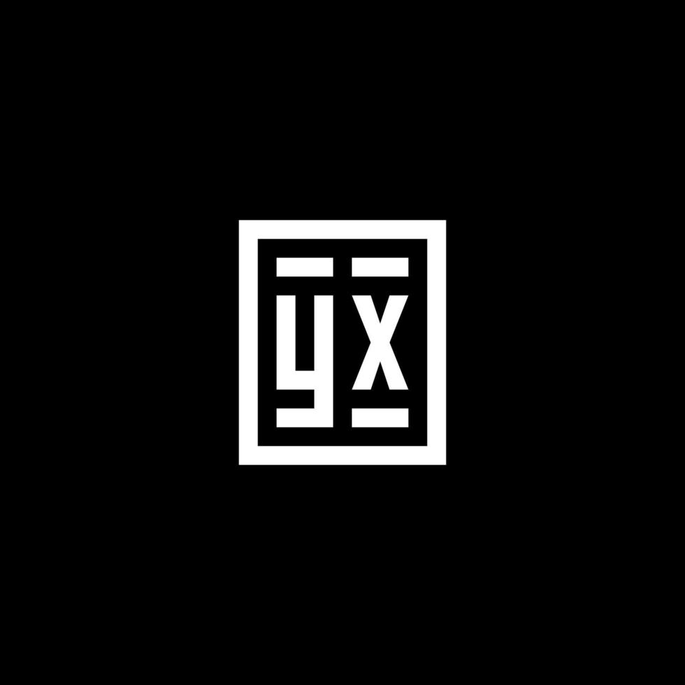 YX initial logo with square rectangular shape style vector