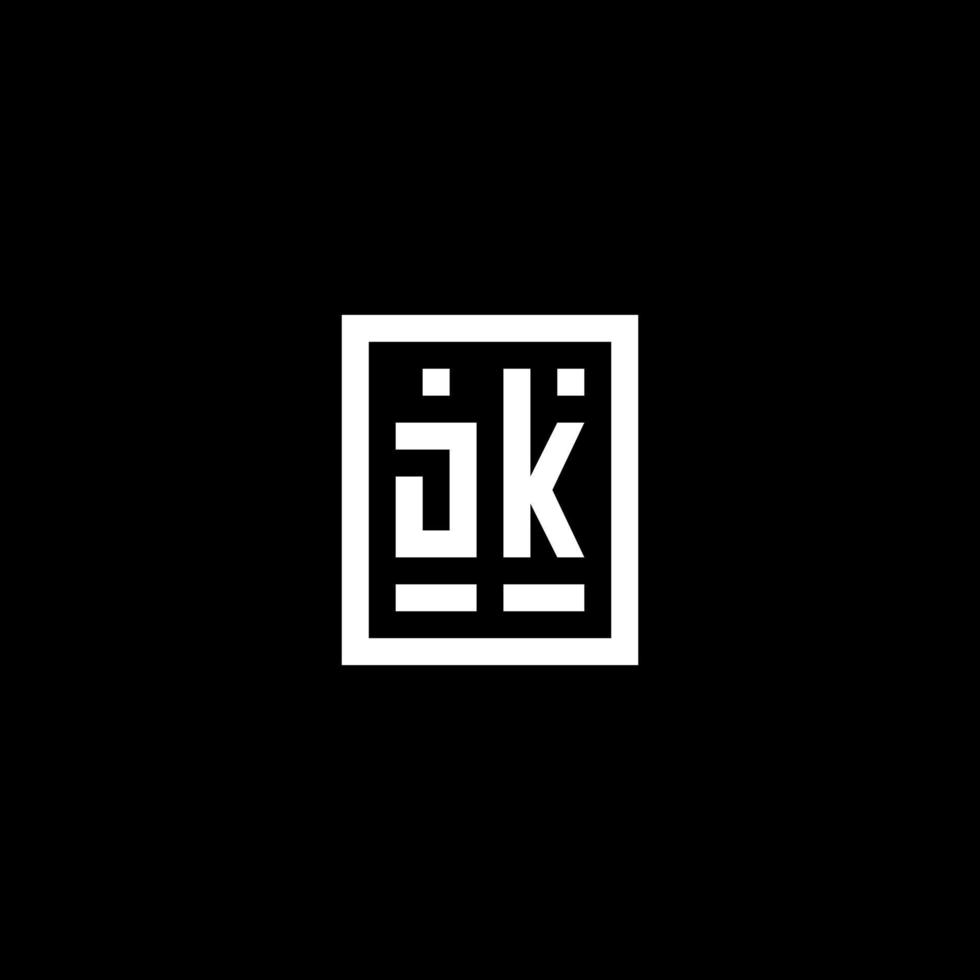 JK initial logo with square rectangular shape style vector