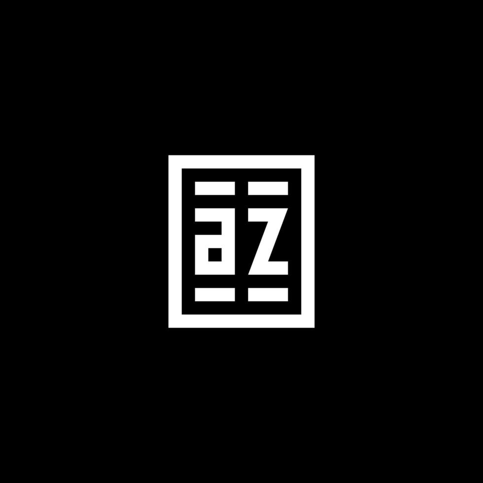 AZ initial logo with square rectangular shape style vector