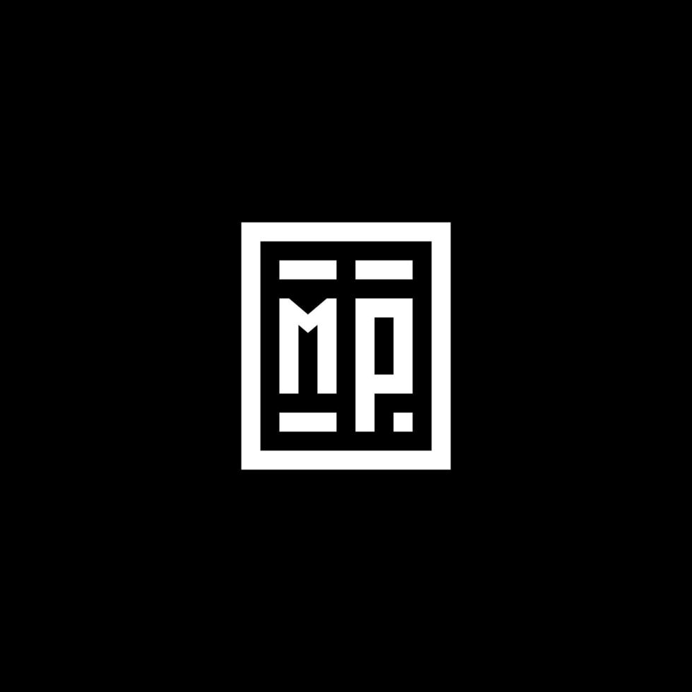 MP initial logo with square rectangular shape style vector