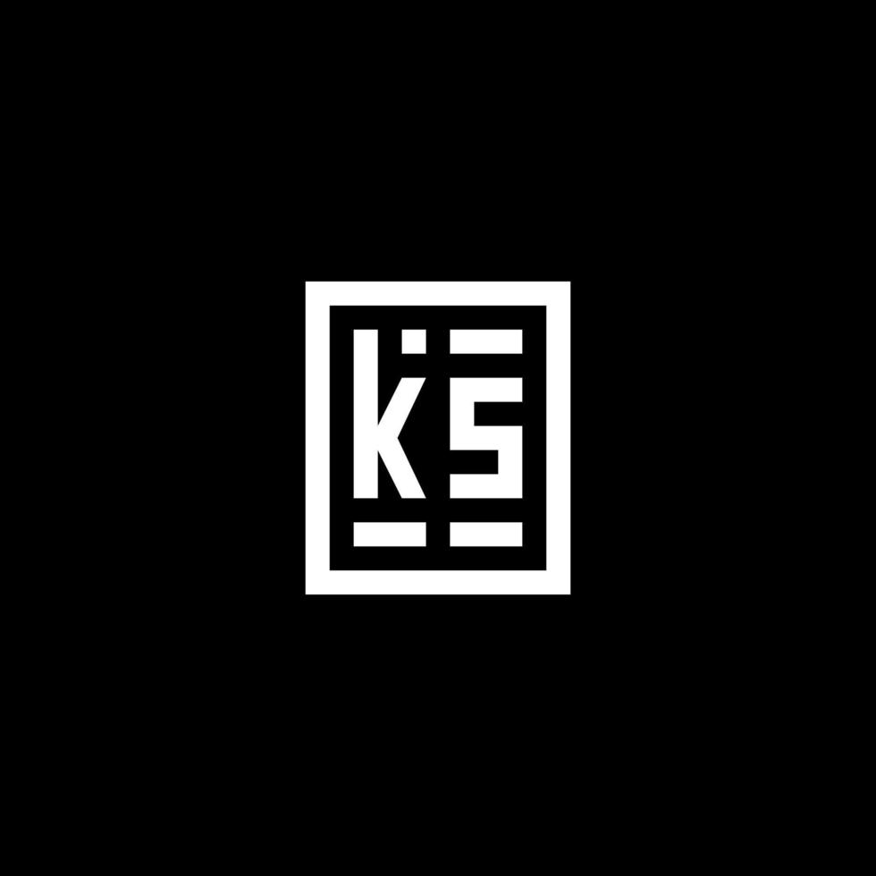 KS initial logo with square rectangular shape style vector