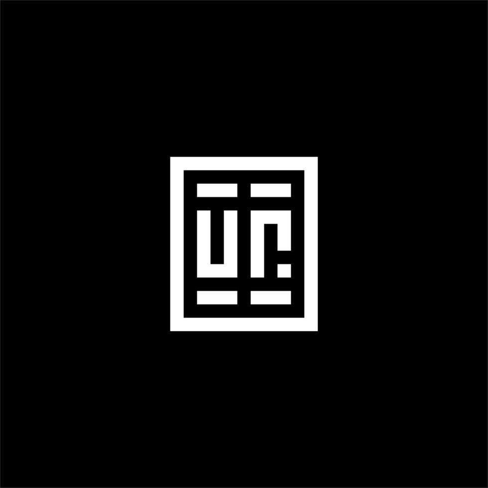 UR initial logo with square rectangular shape style vector