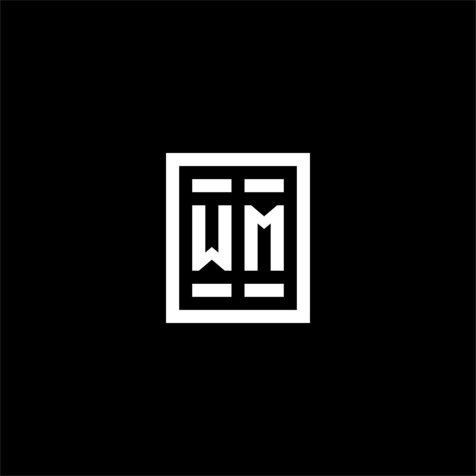 WM initial logo with square rectangular shape style vector