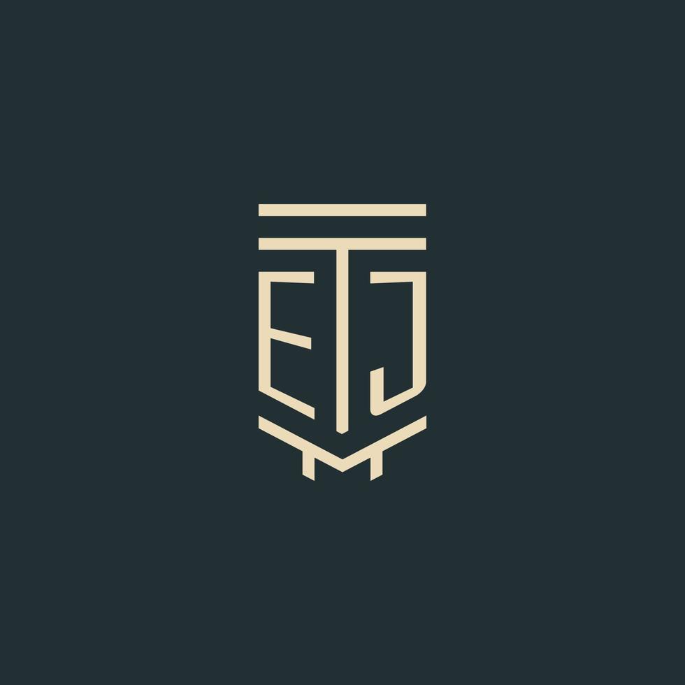 EJ initial monogram with simple line art pillar logo designs vector