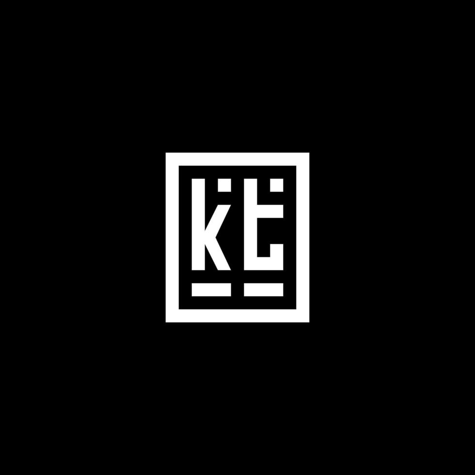KT initial logo with square rectangular shape style vector