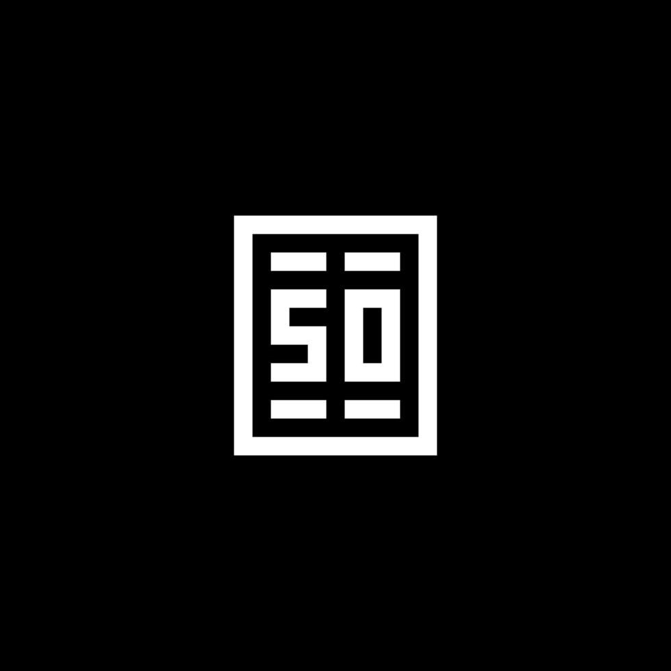 SO initial logo with square rectangular shape style vector