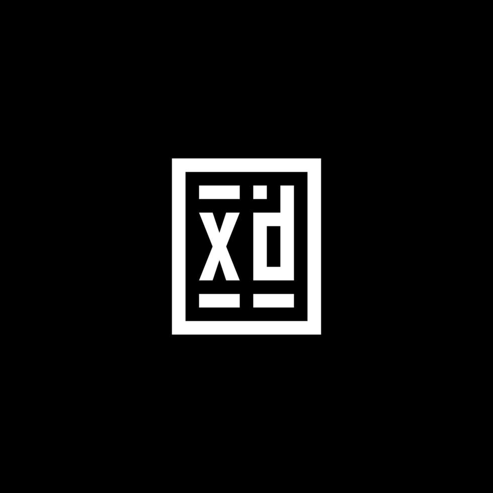 logotipo inicial xd con estilo de forma cuadrada rectangular vector