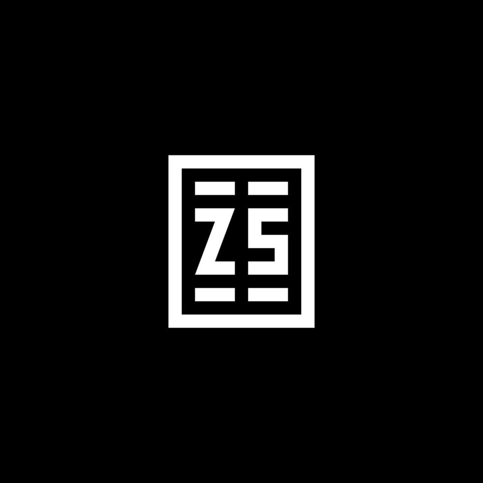 ZS initial logo with square rectangular shape style vector