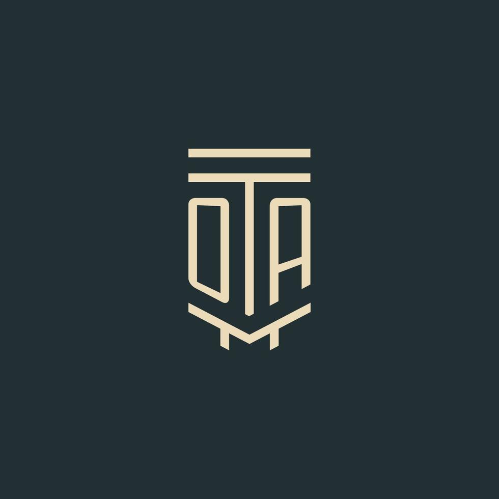 oa monograma inicial con diseños de logotipo de pilar de arte de línea simple vector