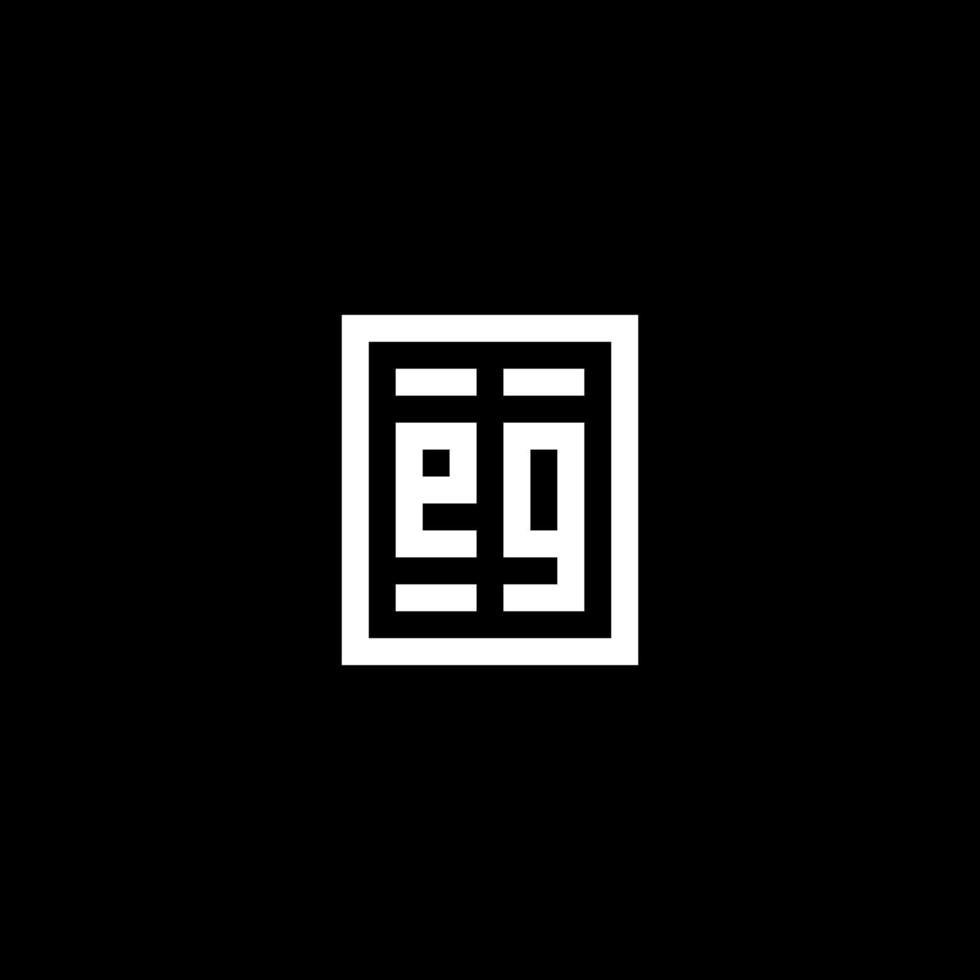 EG initial logo with square rectangular shape style vector
