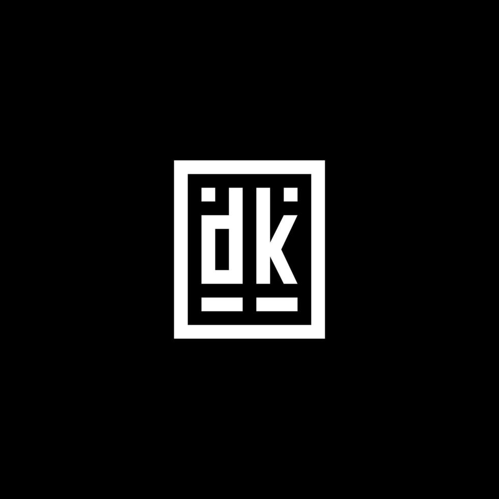 logotipo inicial de dk con estilo de forma rectangular cuadrada vector