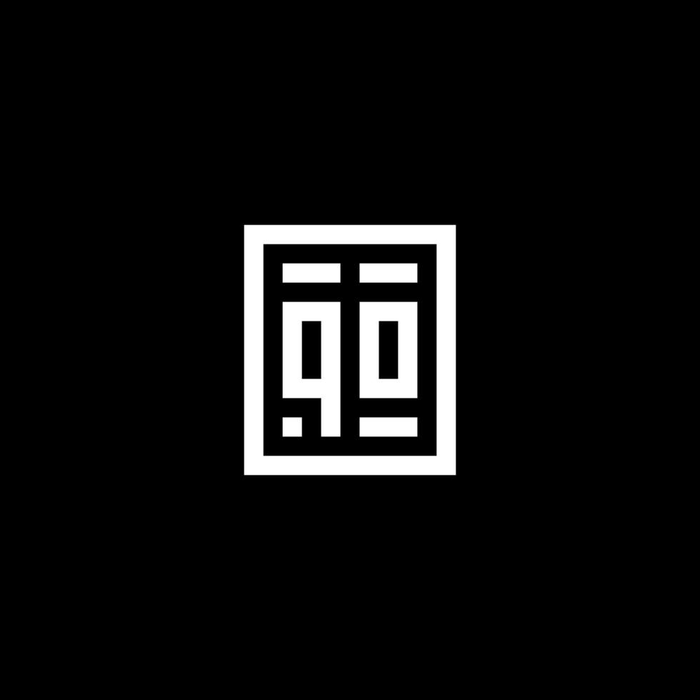 QO initial logo with square rectangular shape style vector