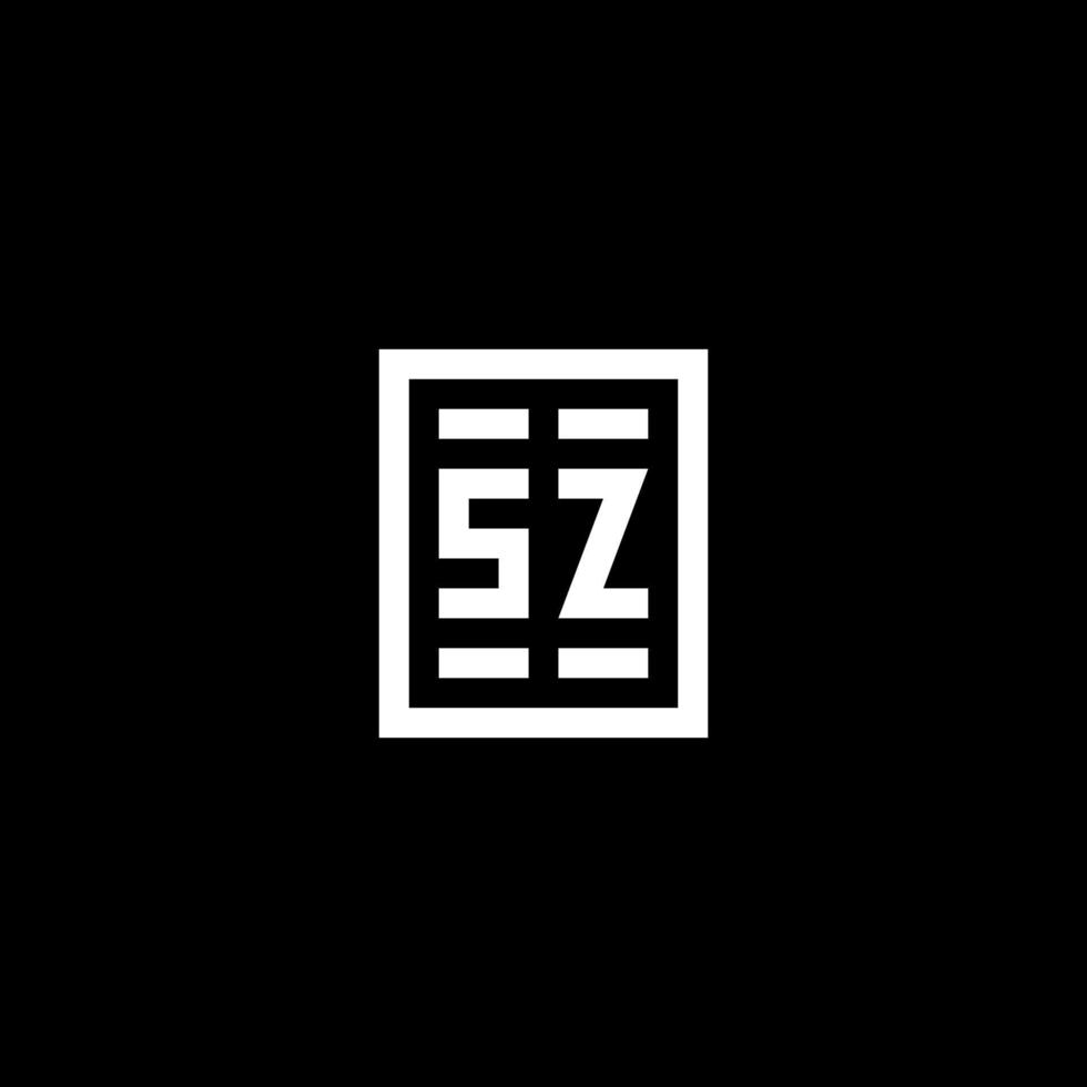 SZ initial logo with square rectangular shape style vector