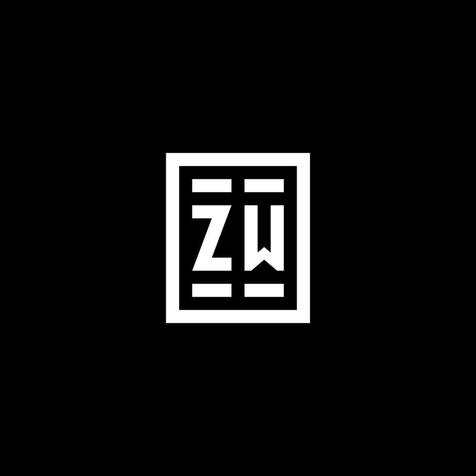 logotipo inicial zw con estilo de forma cuadrada rectangular vector