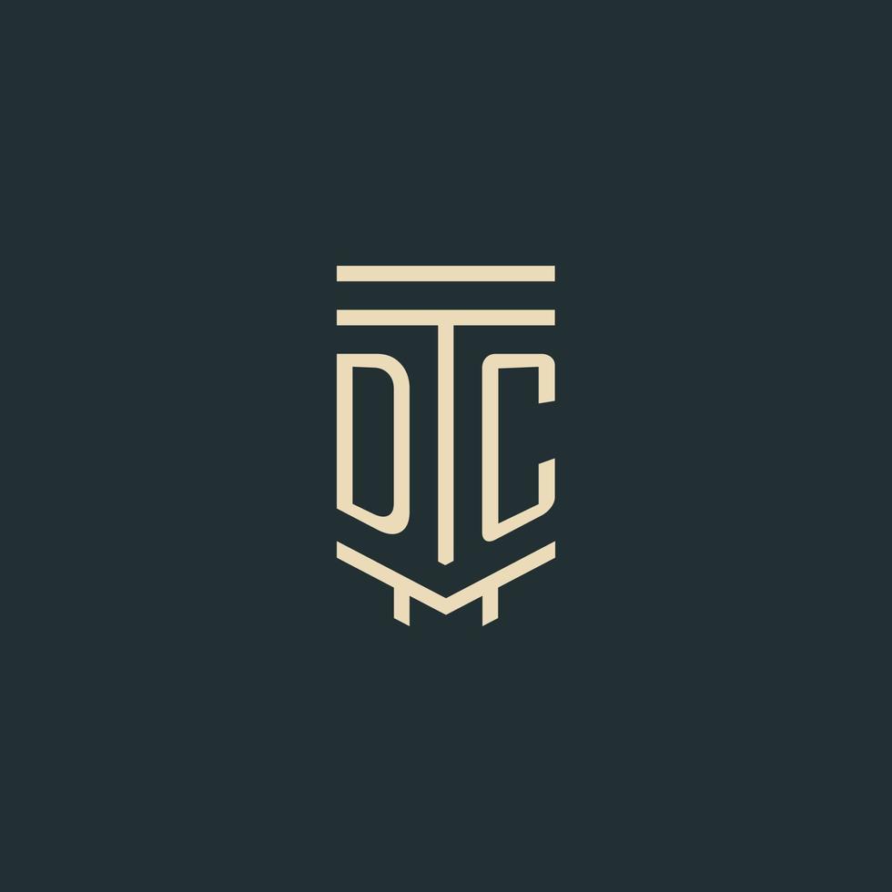 DC initial monogram with simple line art pillar logo designs vector
