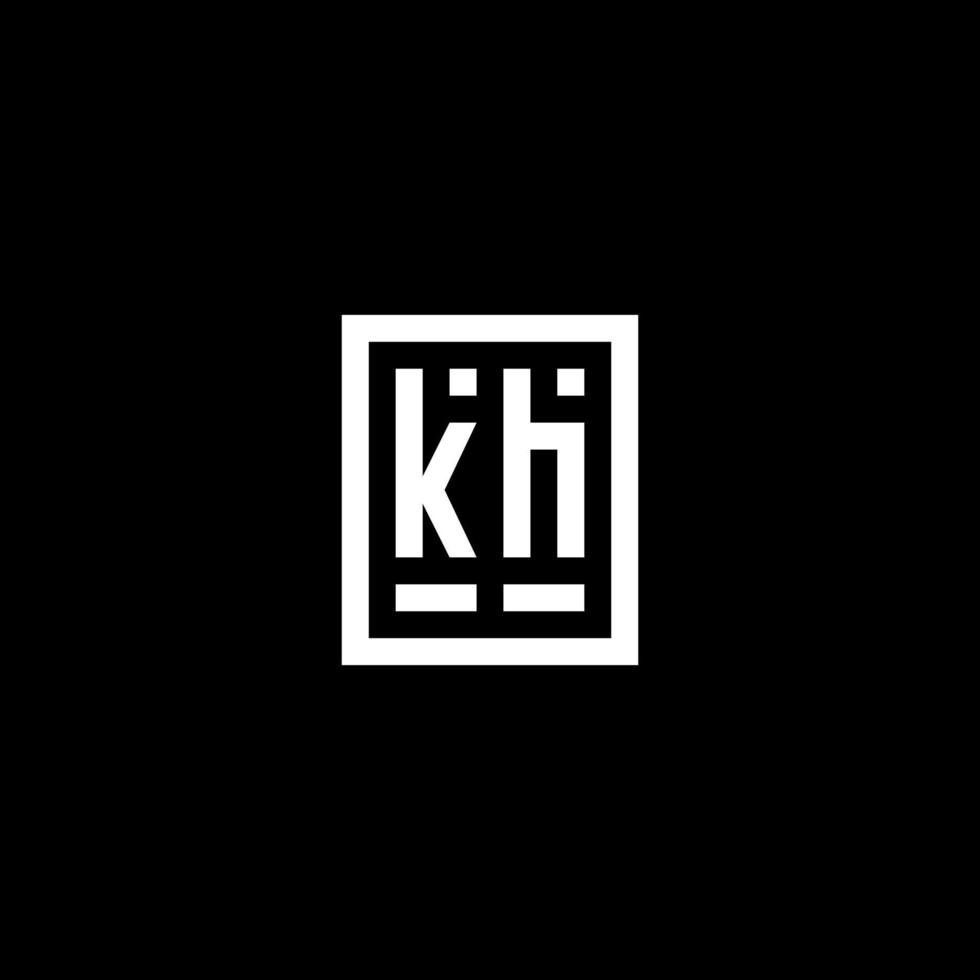 KH initial logo with square rectangular shape style vector