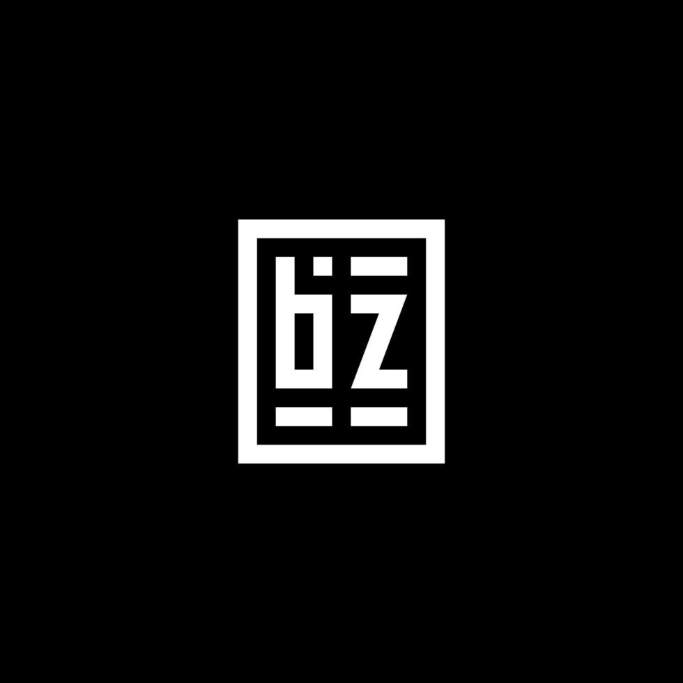 logotipo inicial bz con estilo de forma rectangular cuadrada vector