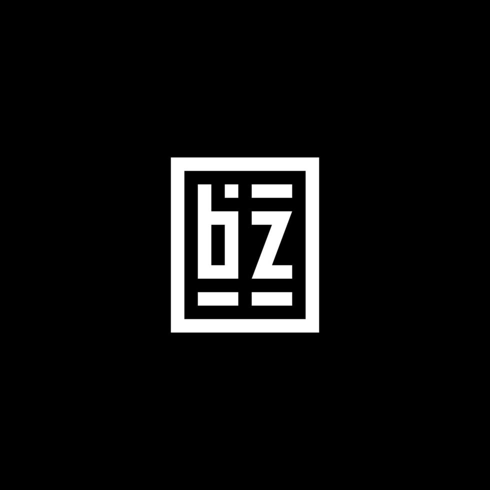 BZ initial logo with square rectangular shape style vector
