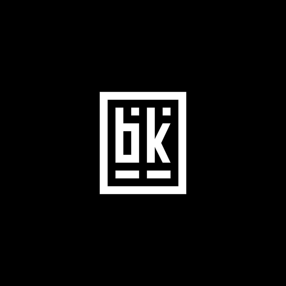 BK initial logo with square rectangular shape style vector