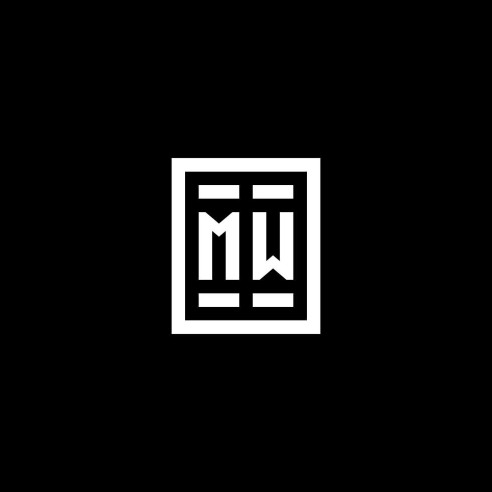 MW initial logo with square rectangular shape style vector