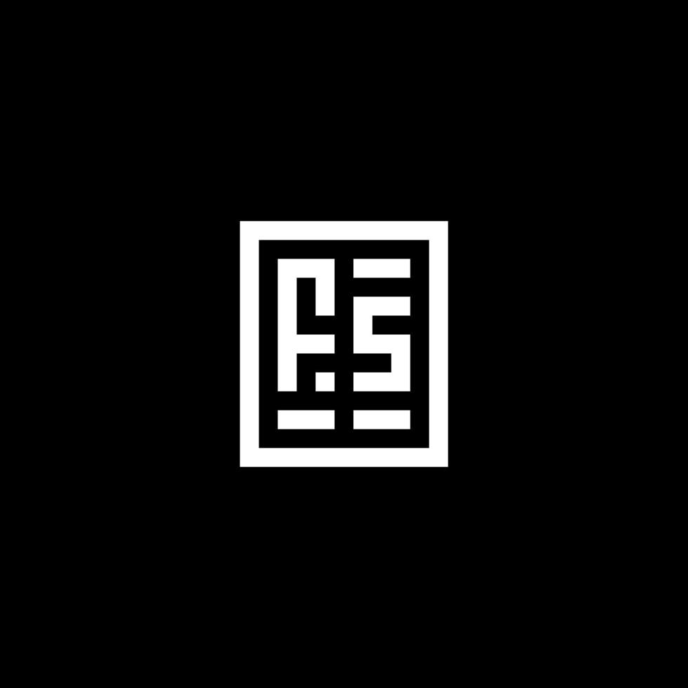 FS initial logo with square rectangular shape style vector