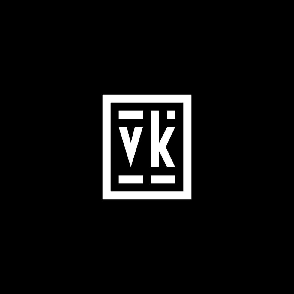 logotipo inicial vk con estilo de forma rectangular cuadrada vector