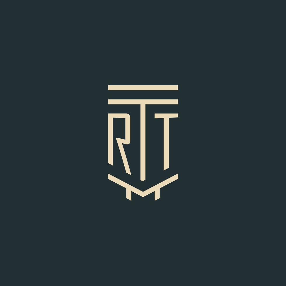 RT initial monogram with simple line art pillar logo designs vector