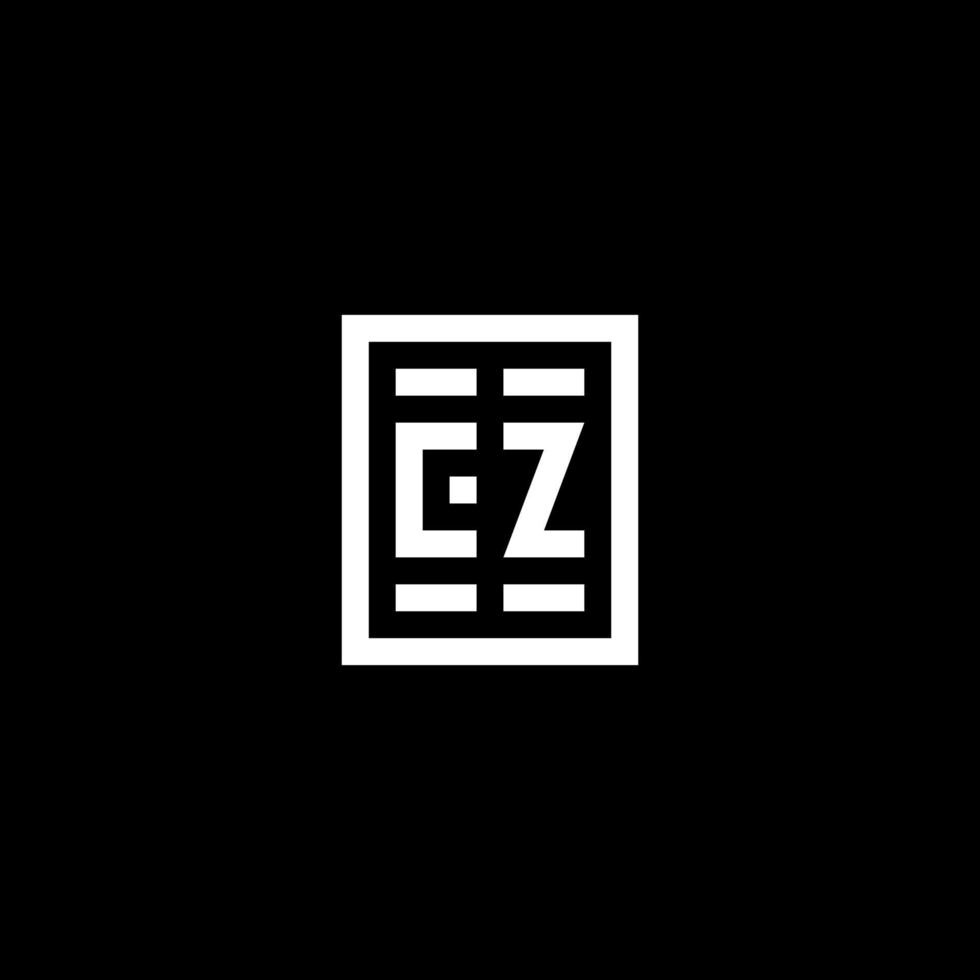 CZ initial logo with square rectangular shape style vector