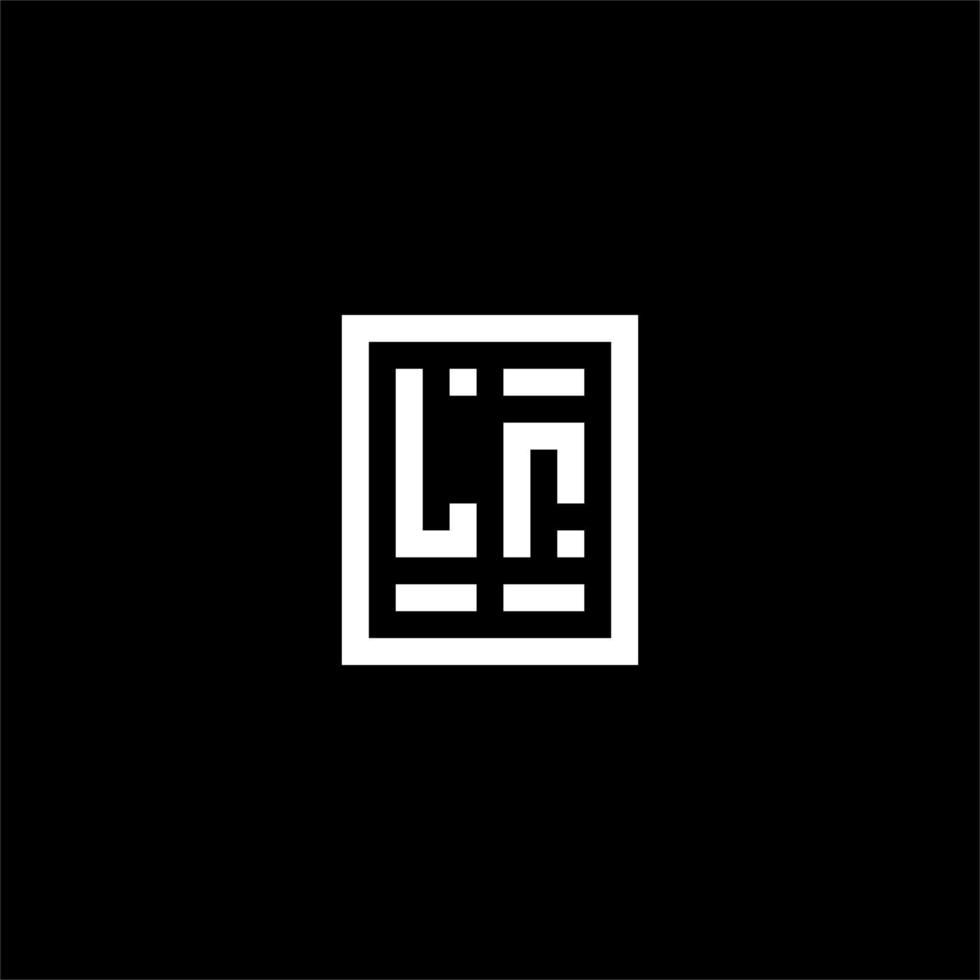 LR initial logo with square rectangular shape style vector