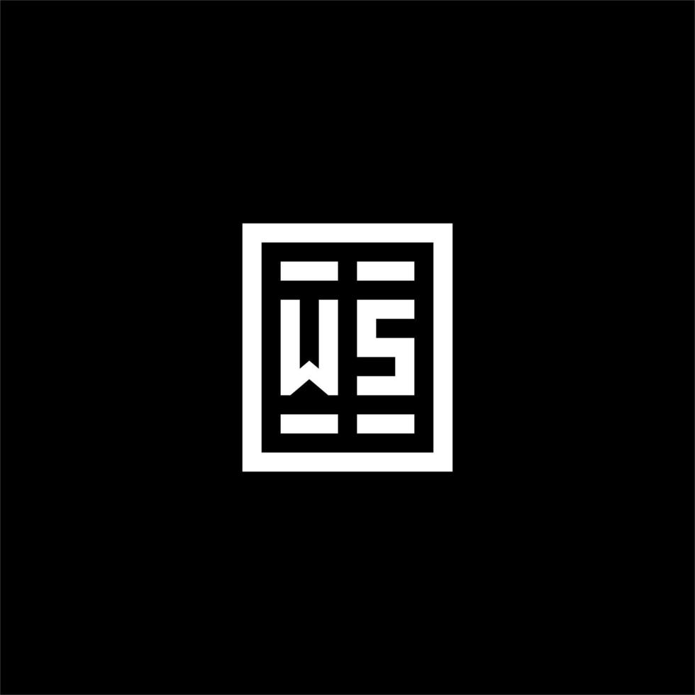 WS initial logo with square rectangular shape style vector