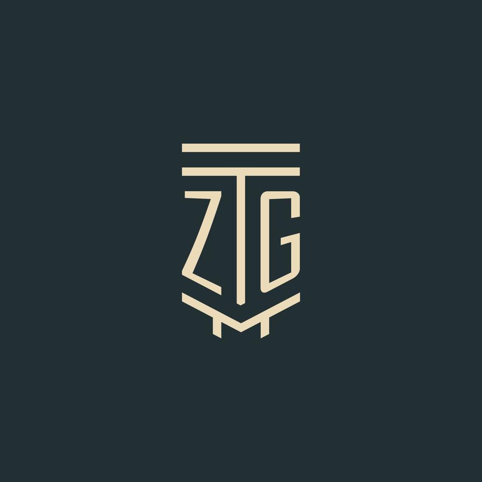 ZG initial monogram with simple line art pillar logo designs 11489144 ...