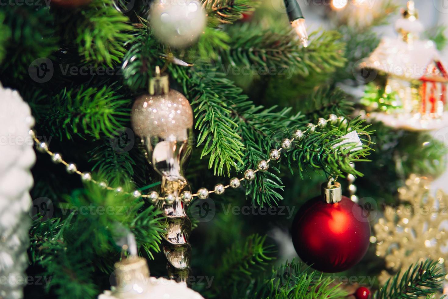 Christmas tree branch with toys photo