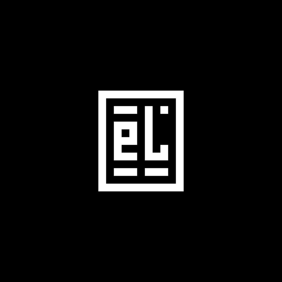 EL initial logo with square rectangular shape style vector