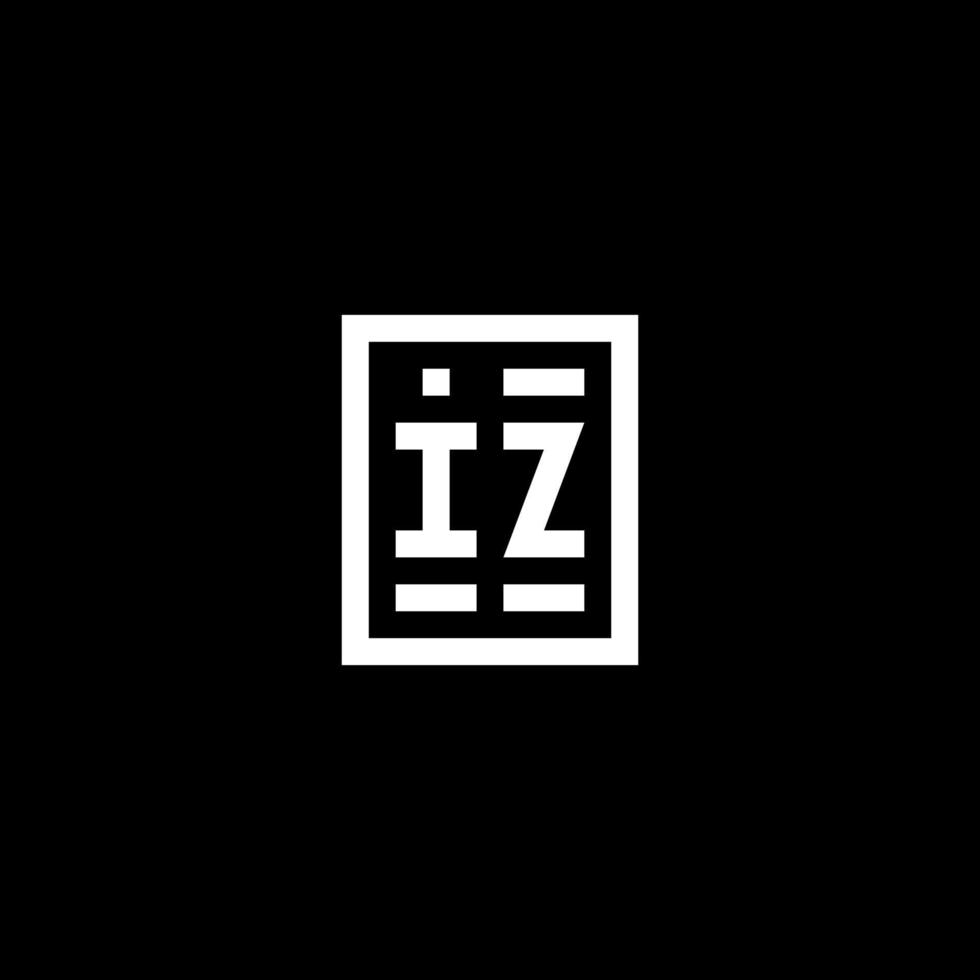 IZ initial logo with square rectangular shape style vector