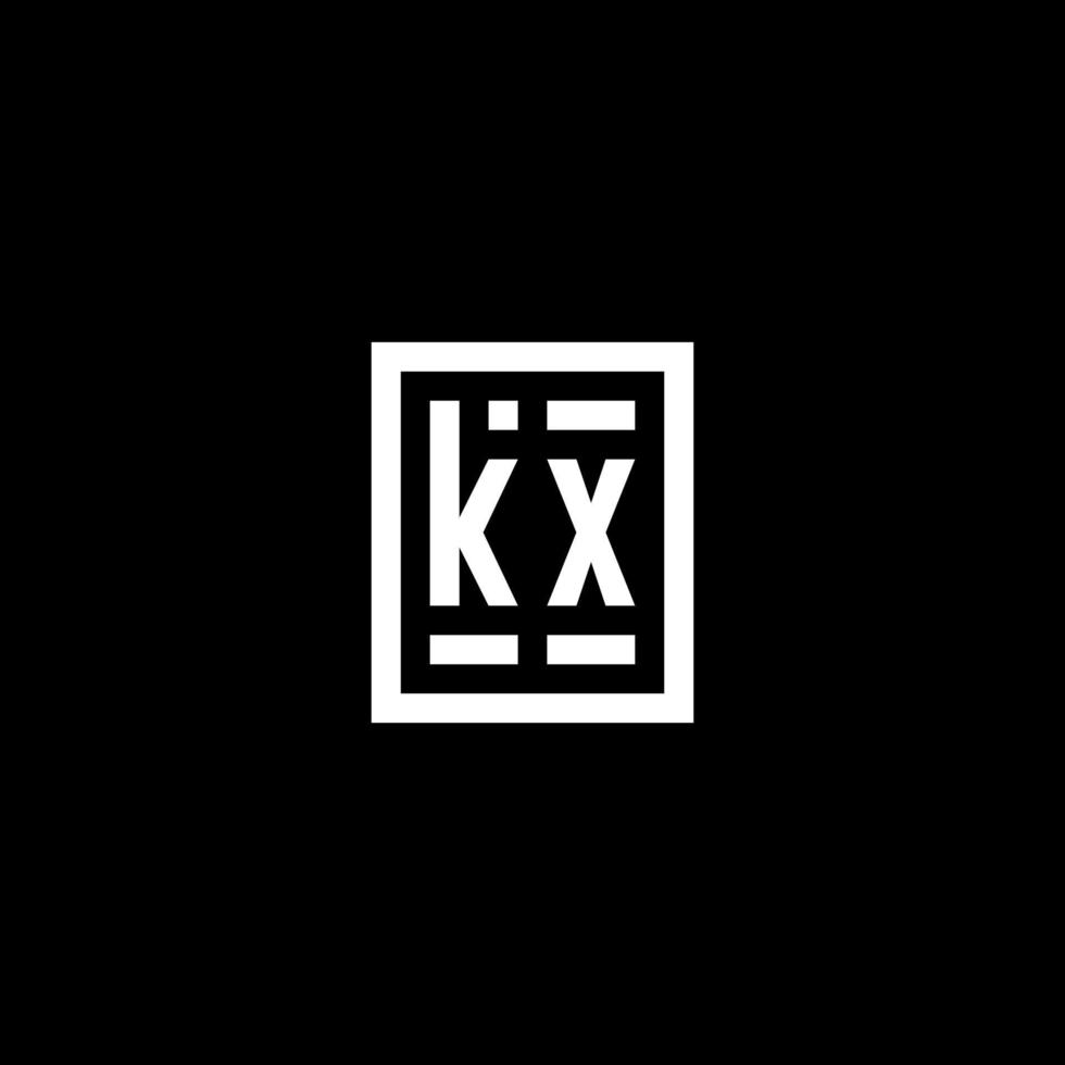 KX initial logo with square rectangular shape style vector