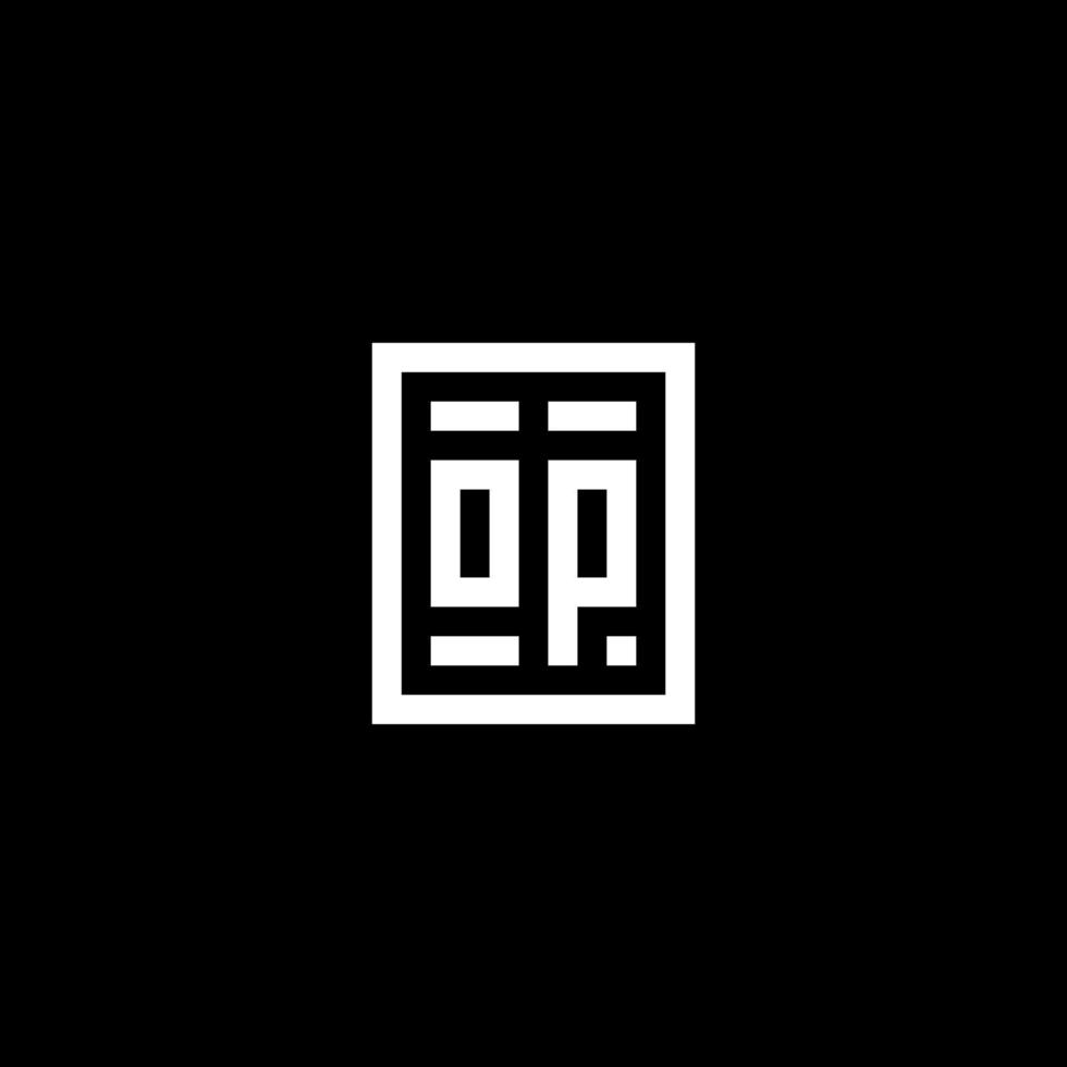 OP initial logo with square rectangular shape style vector