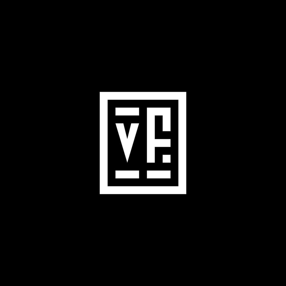 logotipo inicial vf con estilo de forma cuadrada rectangular vector